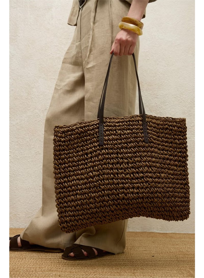 Manuka Straw Straw Bag Brown - Image 4